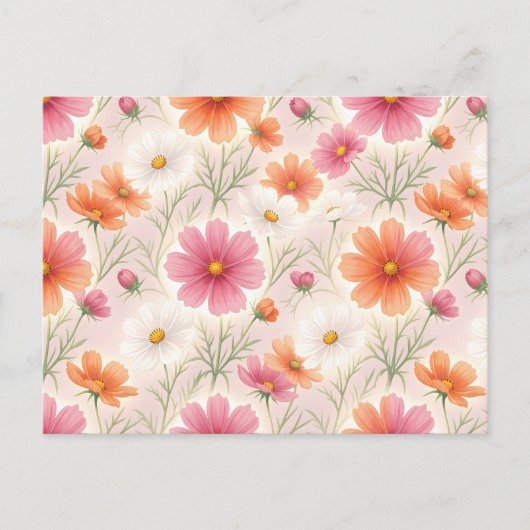 Cosmos Bloesems Pastel Harmonie Feestdagenkaart (Voorkant)