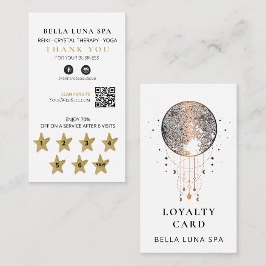 *~* Cosmos Celestial Boho QR beloont gouden sterre Klantenkaartje (Voorkant / Achterkant)
