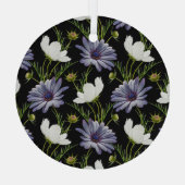 Cosmos Daisy Bloemen Naadloze Collage Glas Ornament (Achterkant)