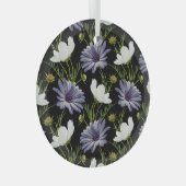Cosmos Daisy Bloemen Naadloze Collage Glas Ornament (Voorkant Rechts)