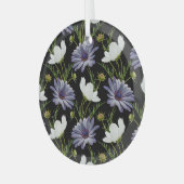 Cosmos Daisy Bloemen Naadloze Collage Glas Ornament (Voorkant links)