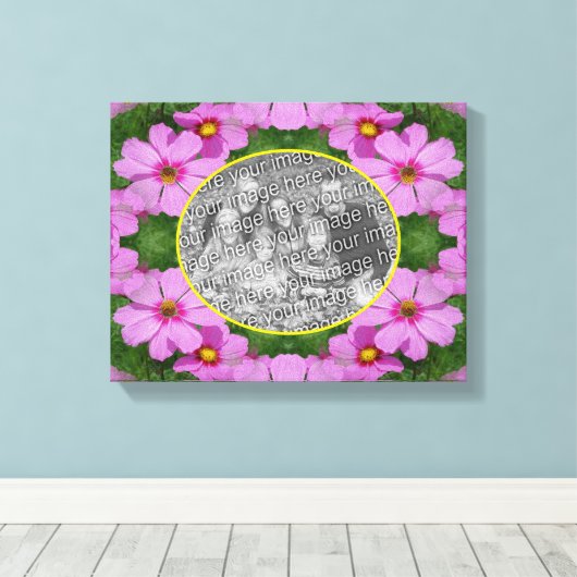 Cosmos Daisy Flowers Creëer Uw Eigen Foto Canvas Afdruk (Insitu (Houten vloer))