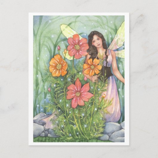 Cosmos Flower Fairy Fantasy Art Briefkaart (Voorkant)