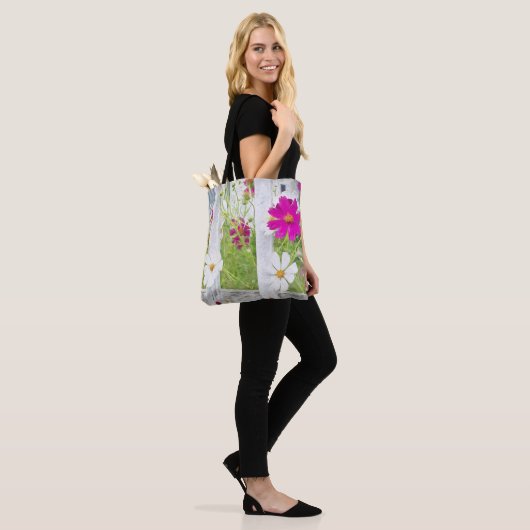 Cosmos Flower Garden Tote Bag (Op model)