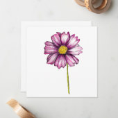 Cosmos Flower Notitiekaartje (Voorkant / Achterkant in situ)