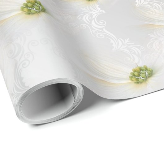 Cosmos flower op White Wedding Elegance Cadeaupapier (Rol Hoek)