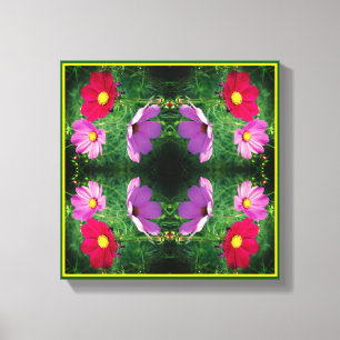 Cosmos Flower Trio Abstract Canvas Afdruk