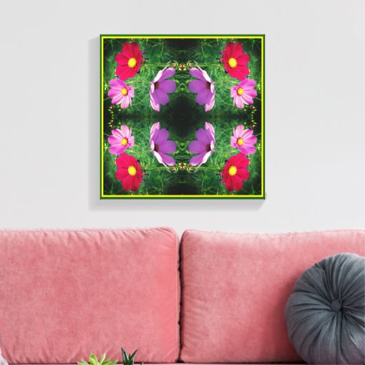 Cosmos Flower Trio Abstract Canvas Afdruk (Insitu (Woonkamer))