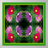 Cosmos Flower Trio Mirror Abstract Poster (Voorkant)
