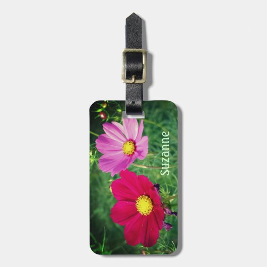 Cosmos Flower Trio Personalized Bagagelabel (Voorkant verticaal)