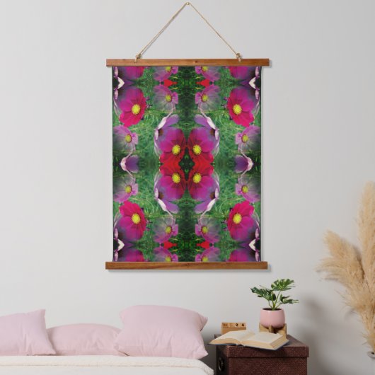 Cosmos Flowers Abstract Nature Pattern     Hangend Wandkleed (Slaapkamer)