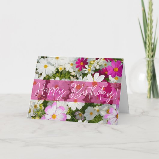 Cosmos Flowers Birthday Wenskaart Kaart (Voorkant)