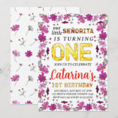 Cosmos Flowers Fiesta geïnspireerd op 1e verjaarda Kaart (Voorkant / Achterkant)