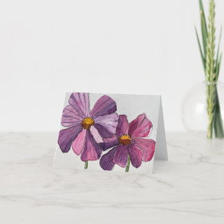 Cosmos Flowers Original Art Note Card Bedankkaart