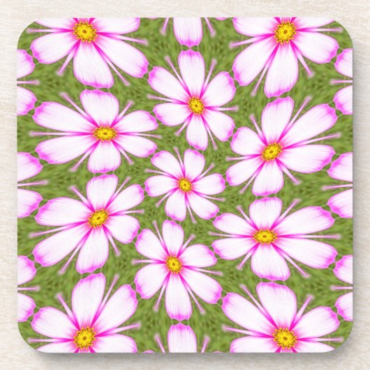 Cosmos Flowers Pattern Bier Onderzetter (Voorkant)