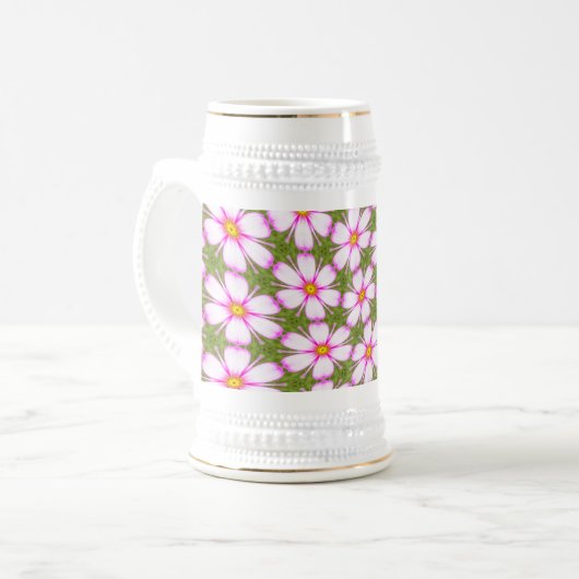 Cosmos Flowers Pattern Bierpul (Voorkant links)