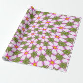 Cosmos Flowers Pattern Cadeaupapier (Uitgerold)