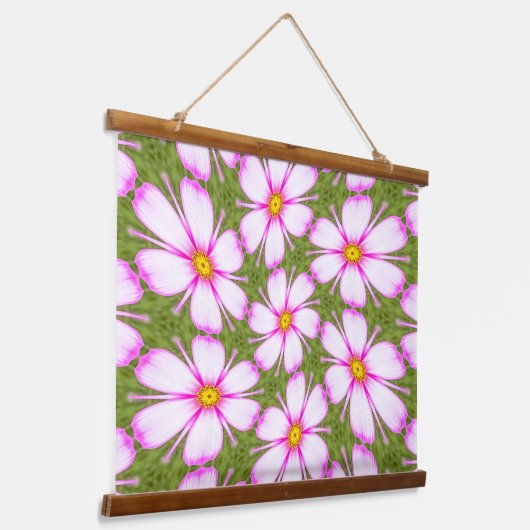Cosmos Flowers Pattern Hangend Wandkleed (Gebogen)