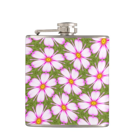 Cosmos Flowers Pattern Heupfles (Voorkant)