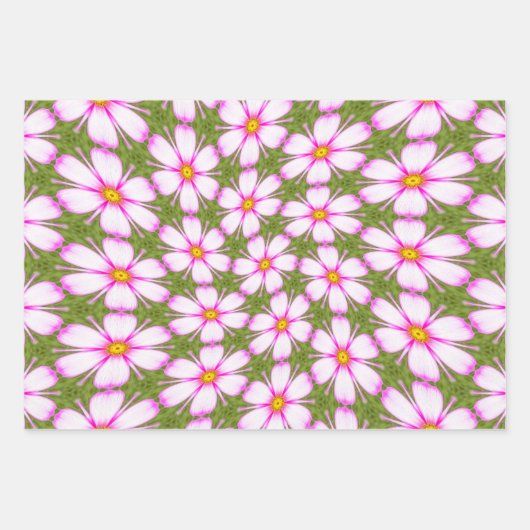 Cosmos Flowers Pattern Inpakpapier Vel (Voorkant 3)