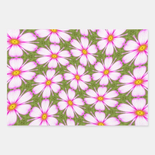 Cosmos Flowers Pattern Inpakpapier Vel (Voorkant 2)