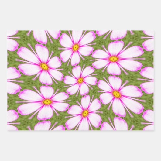 Cosmos Flowers Pattern Inpakpapier Vel (Voorkant)