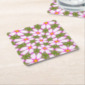 Cosmos Flowers Pattern Kartonnen Onderzetters (Schuin)