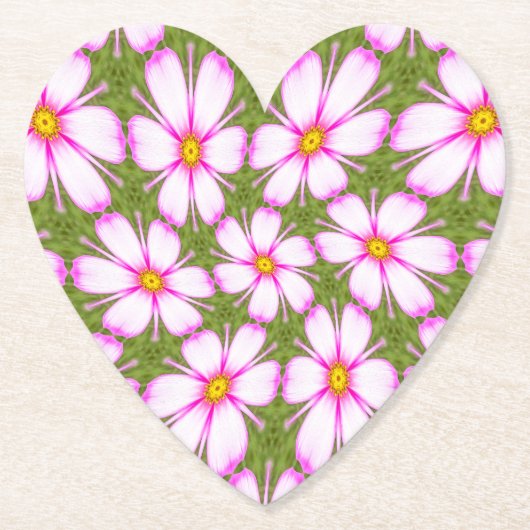 Cosmos Flowers Pattern Kartonnen Onderzetters (Voorkant)