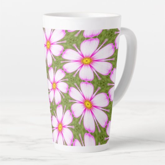 Cosmos Flowers Pattern Latte Mok (Rechterhoek)