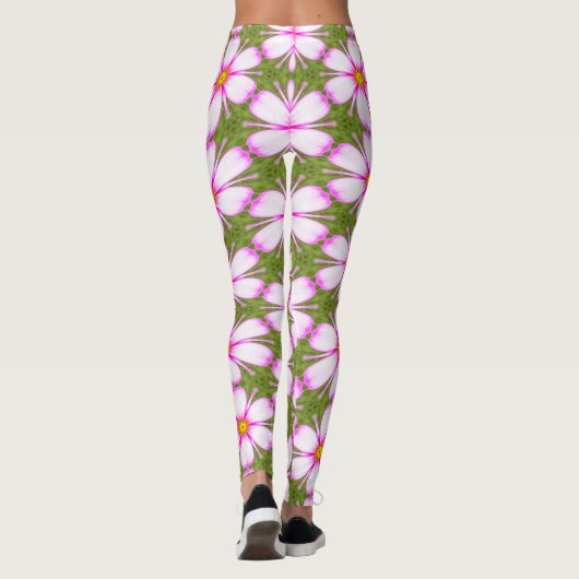 Cosmos Flowers Pattern Leggings (Achterkant)