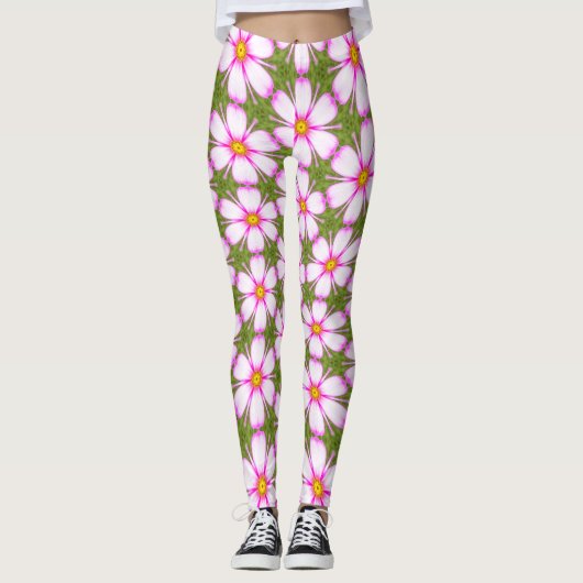 Cosmos Flowers Pattern Leggings (Voorkant)