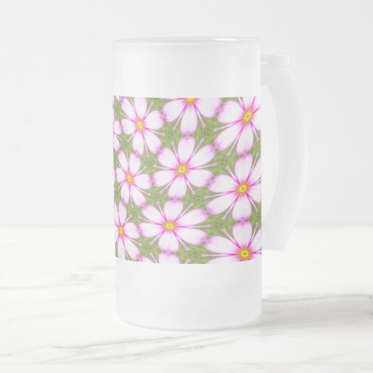Cosmos Flowers Pattern Matglas Bierpul (Voorkant rechts)