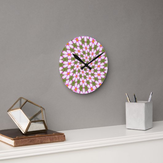 Cosmos Flowers Pattern Ronde Klok (Kantoor)