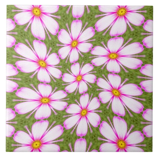 Cosmos Flowers Pattern Tegeltje (Voorkant)