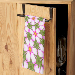 Cosmos Flowers Pattern Theedoek