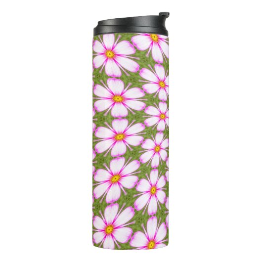 Cosmos Flowers Pattern Thermosbeker (Gedraaid links)