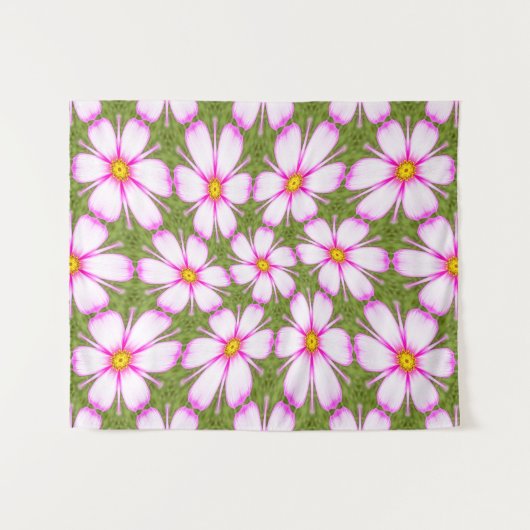 Cosmos Flowers Pattern Wandkleed (Voorkant (horizontaal))