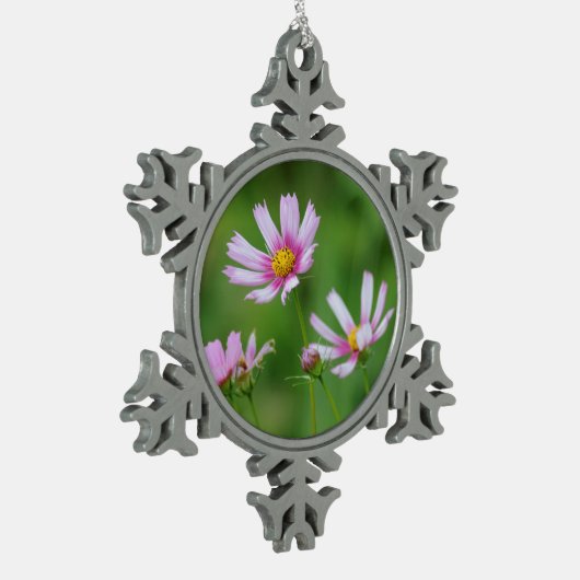 Cosmos Flowers Tin Sneeuwvlok Ornament (Links)
