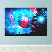 Cosmos Galaxy Astronaut Space Stars Universe Wall Canvas Afdruk (Insitu (Houten vloer))