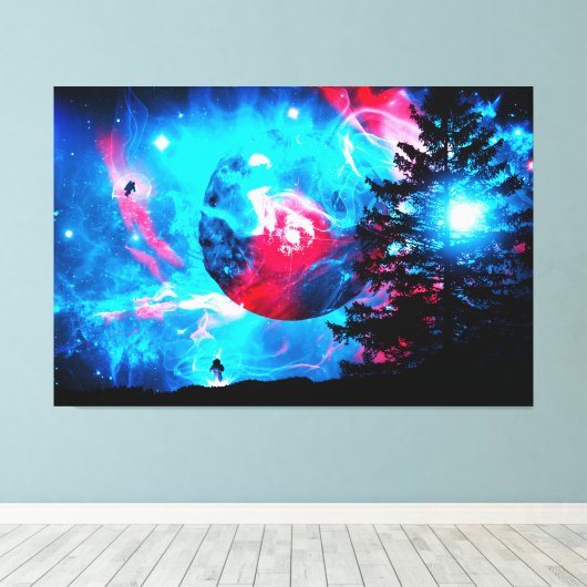 Cosmos Galaxy Astronaut Space Stars Universe Wall Canvas Afdruk (Insitu (Houten vloer))