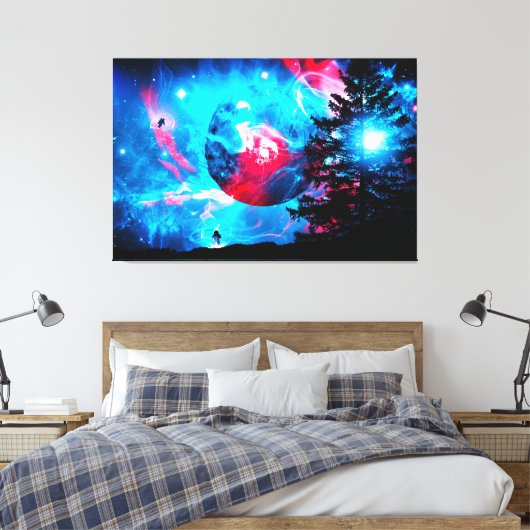 Cosmos Galaxy Astronaut Space Stars Universe Wall Canvas Afdruk (Insitu (Slaapkamer))