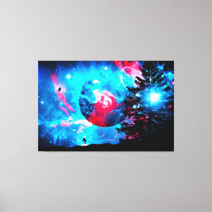 Cosmos Galaxy Astronaut Space Stars Universe Wall Canvas Afdruk