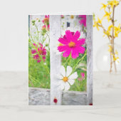 Cosmos Garden en Fence denken aan jou Kaart (Gele Bloem)