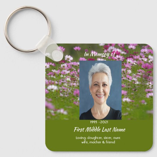  Cosmos Garden Flowers Memorial Keepsake  Sleutelhanger (Voorkant)