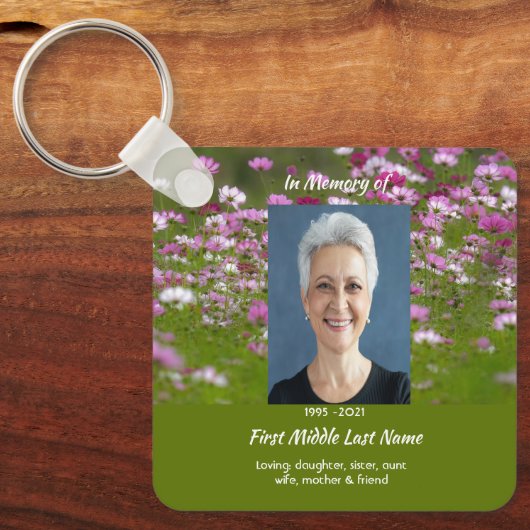  Cosmos Garden Flowers Memorial Keepsake  Sleutelhanger (Voorkant)