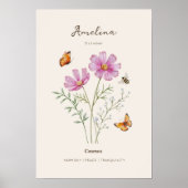 Cosmos Geboortemaand Bloem Poster (Voorkant)