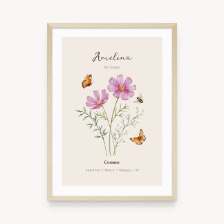 Cosmos Geboortemaand Bloem Poster