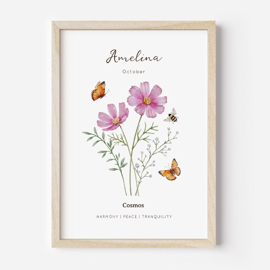 Cosmos Geboortemaand Bloem Poster