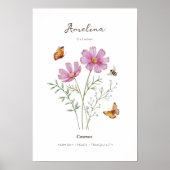 Cosmos Geboortemaand Bloem Poster (Voorkant)