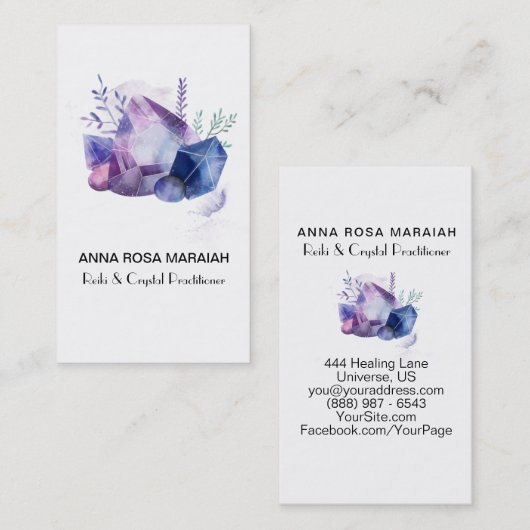 * Cosmos Gemstone Waterverf Universe Crystal Gem Visitekaartje (Voorkant / Achterkant)